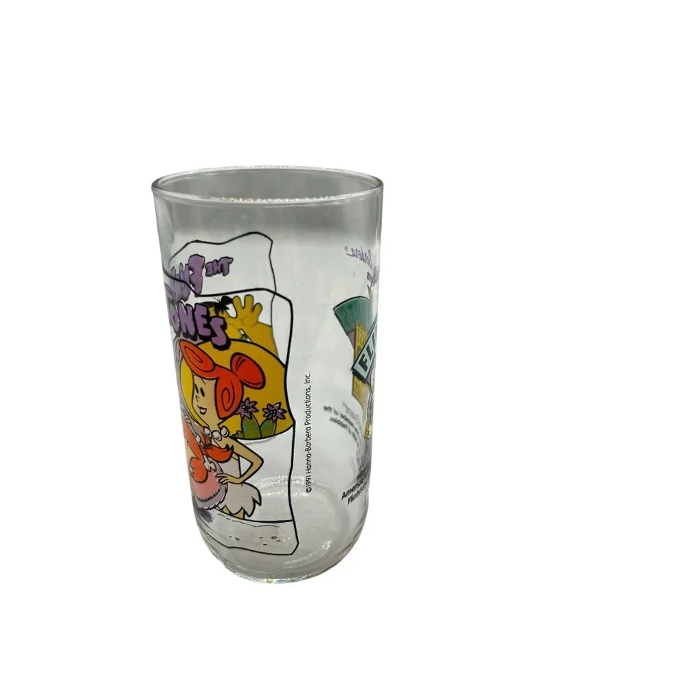 1991 Hardee's Flintstones Fred & Wilma Glass Tumbler 30th Anniversary‎ Promo